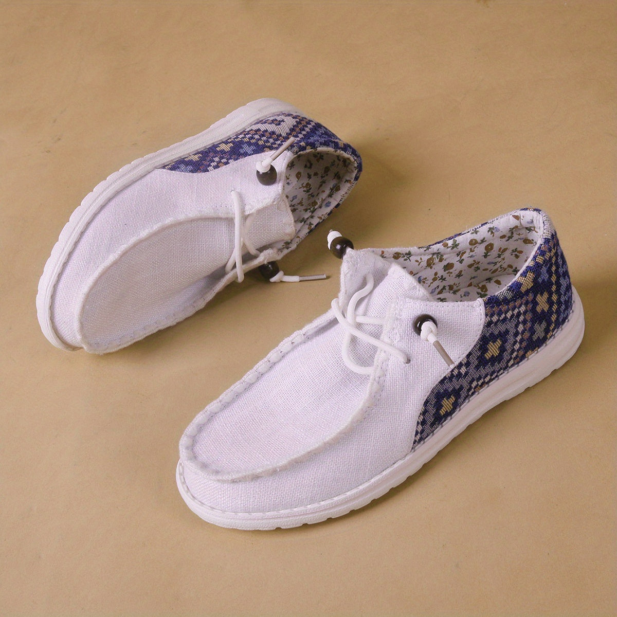 Women's Lace Up Low Board Shoes Lightweight Slip on Casual Flat Shoes