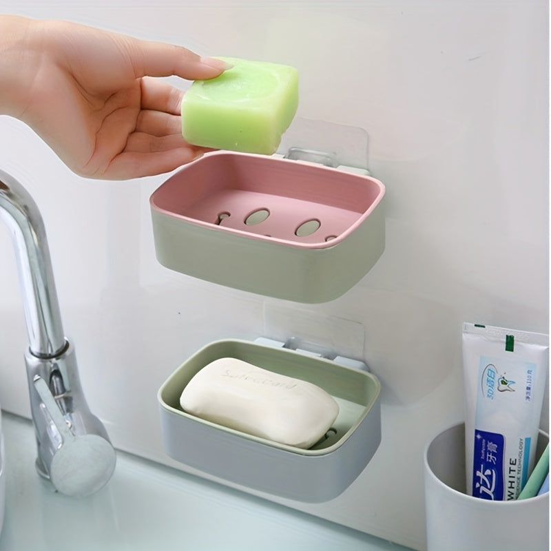 Smiling Face Double Layer Soap Holder Wall Mounted Soap Dish Plastic Soap Tray