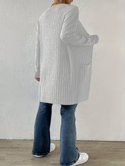 Open Front Ribbed Knit Cardigan