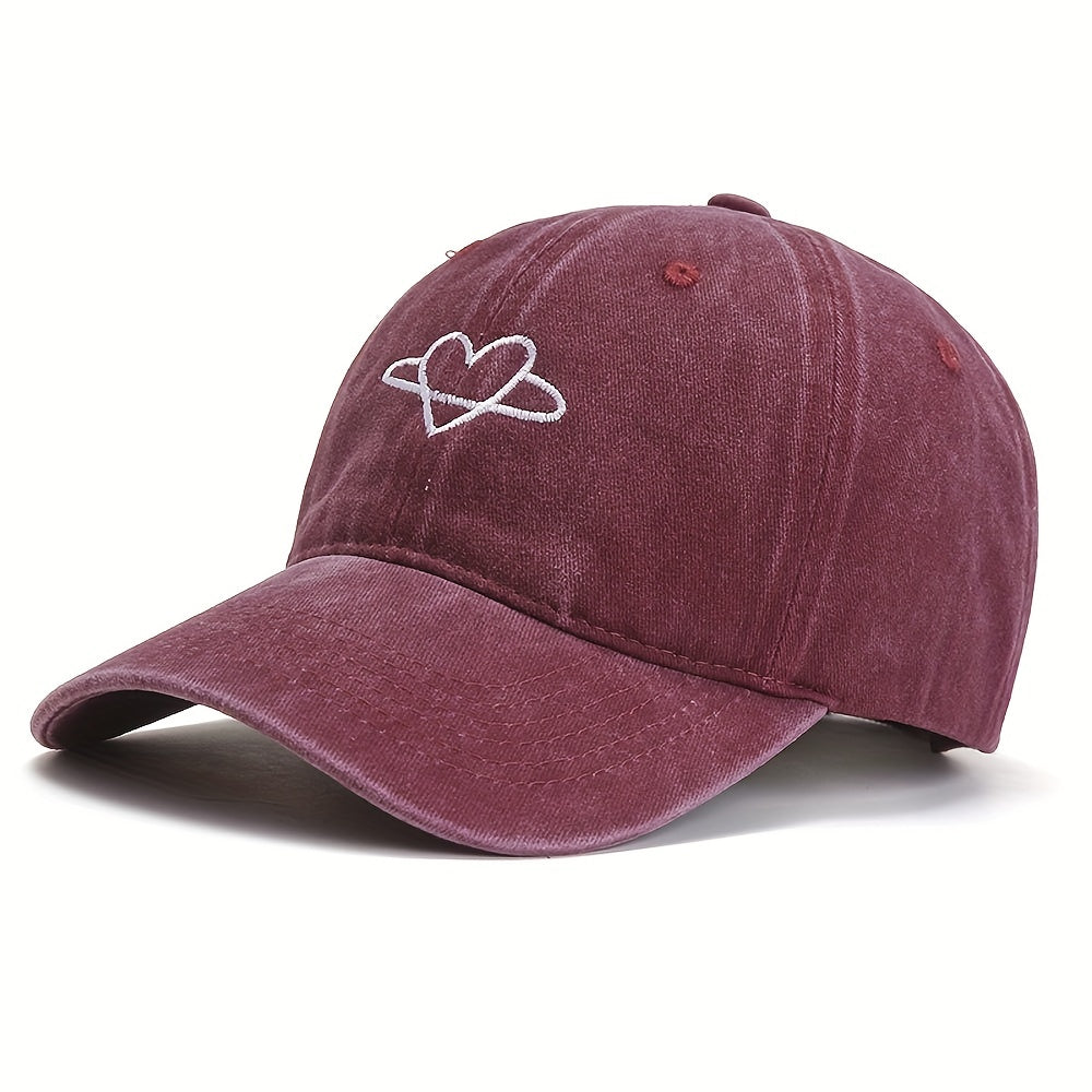 Love Heart Embroidered Baseball Cap Couple Dad Hat Soft Top Baseball Caps