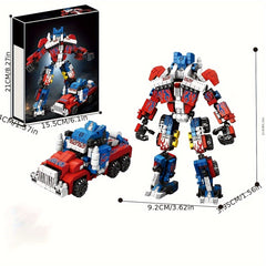 1000 Particles Mecha Robot Car 2in1 Toy, Movable Joints, Pushing Mobile Wheels