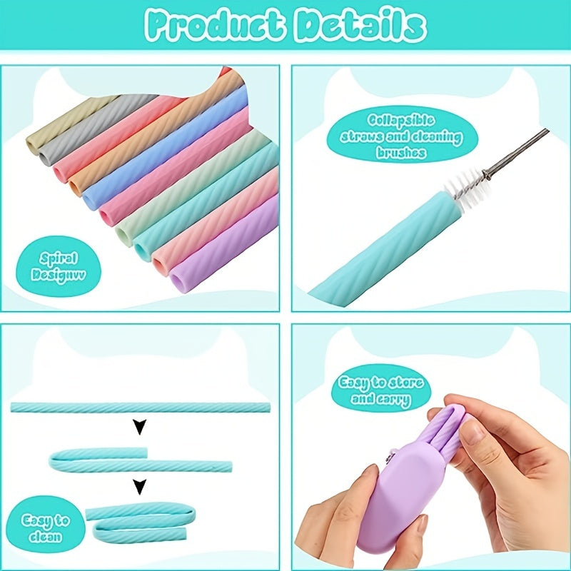 Silicone Straw Sleeve with Brush - Reduce Waste