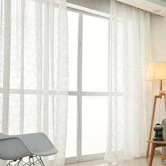 1pc Cross Embroidery Sheer Curtain for Home Decor