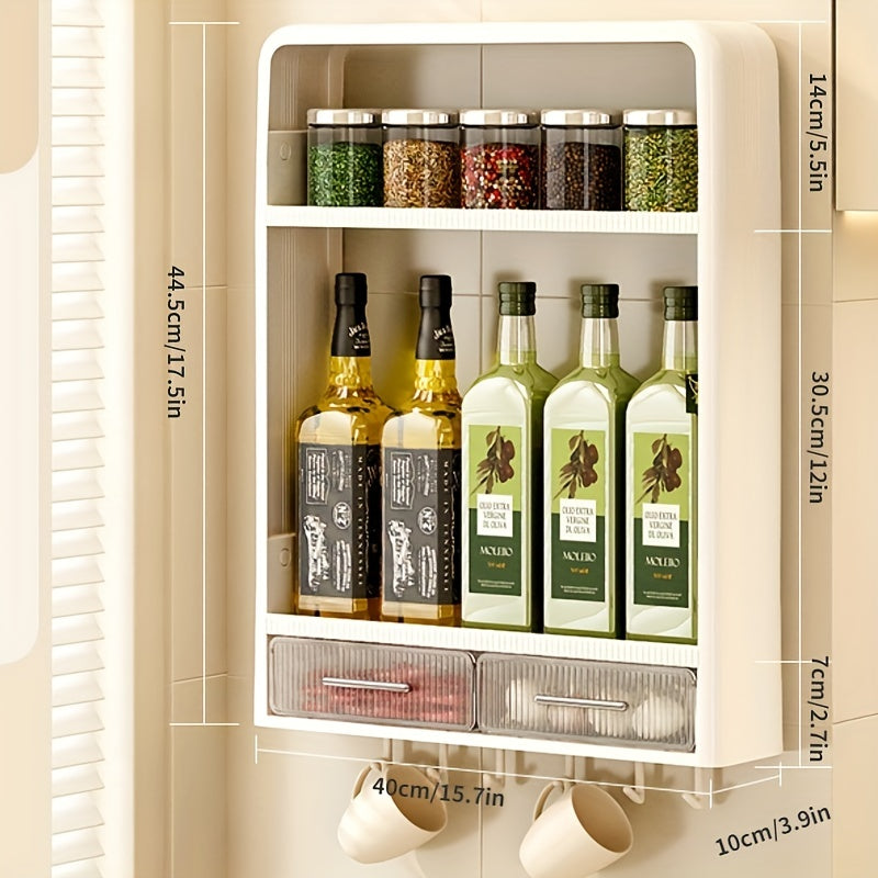 Wall Mounted Storage Rack with 6 Hook Punching Storage Shelf
