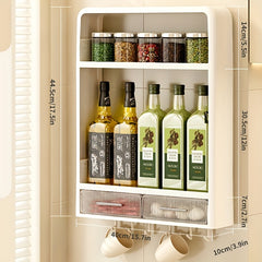 Wall Mounted Storage Rack with 6 Hook Punching Storage Shelf