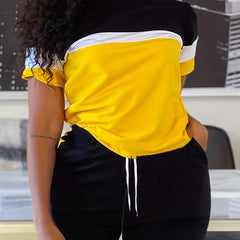 Colorblock Stripe Top & Drawstring Short