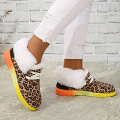 Leopard Pattern Non slip Sneakers Warm Sport Shoes