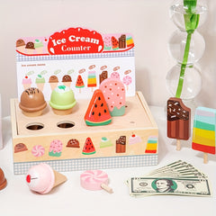 Kids' Ice Cream Shop Playset Recycled Wood Money Counting Game