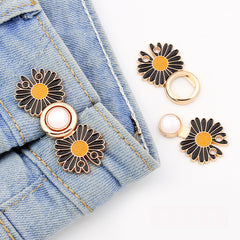 2pcs Daisy Pants Waist Buckle Elastic Adjust DIY Button Pin Sewing Supplies