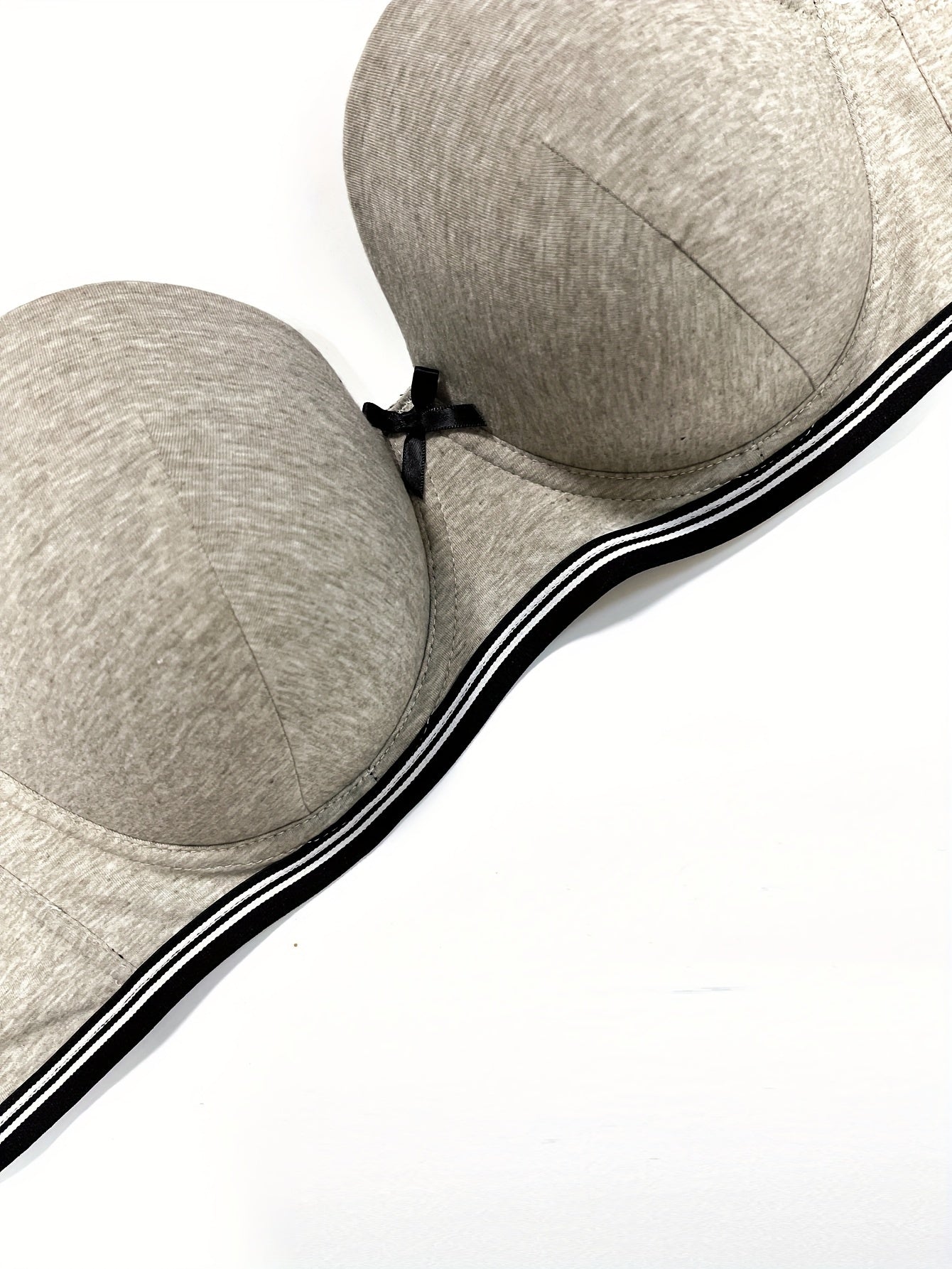 Molded Cup Underwire Bra, Striped Pattern, Bow Decor