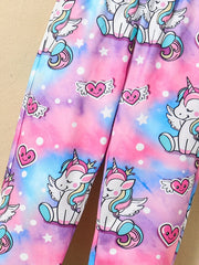 Girl's Unicorn Print Jogger Sweatpants for Outings