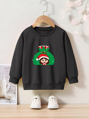Merry Christmas Print Graphic Crew Neck Long Sleeve Sweatshirt