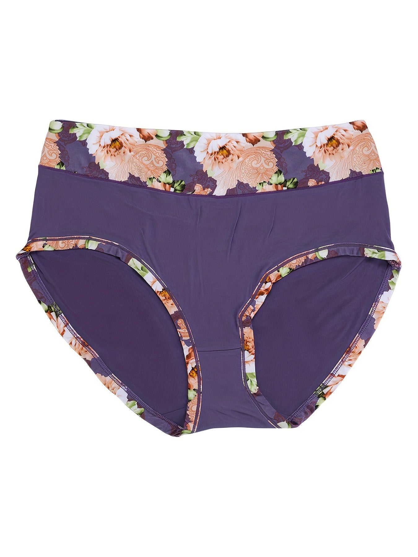 Women's Plus Size Soft Floral Print Panties 4-Pack Set