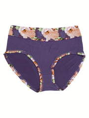 Women's Plus Size Soft Floral Print Panties 4-Pack Set