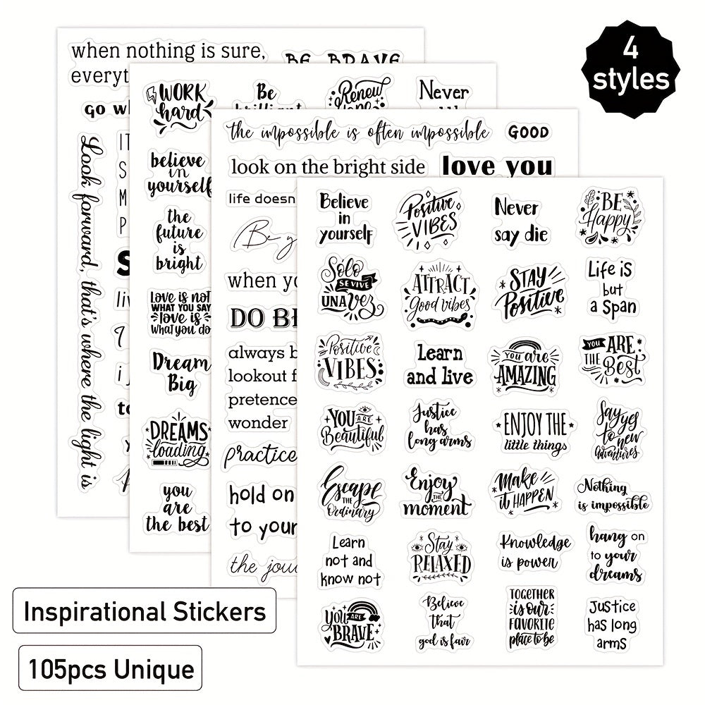 Transparent Handwritten Quote Stickers x 4 Sheets