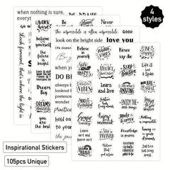 Transparent Handwritten Quote Stickers x 4 Sheets