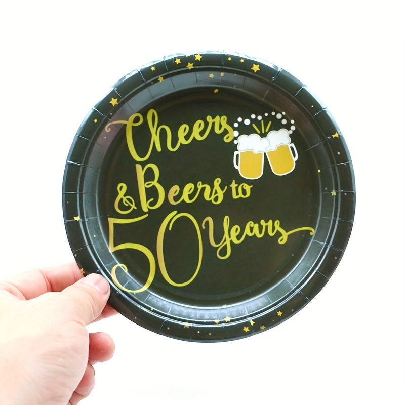 50th Birthday Party Supplies Cheers & Beers Tableware Set
