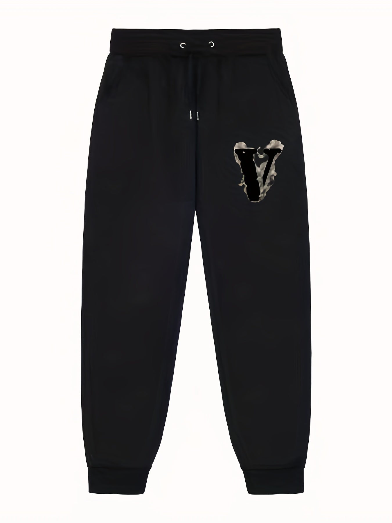 Men's V Print Joggers With Pockets Stretch Waist Casual Pants