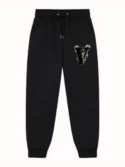 Men's V Print Joggers With Pockets Stretch Waist Casual Pants