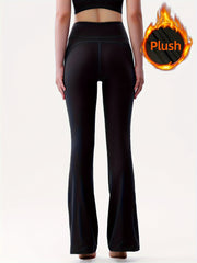 Fleece Lined Flared Yoga Pants High Waist Warm Bell Bottom