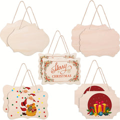 10pcs Wood Crafts Blanks DIY Hanging Decorations for Halloween & Christmas