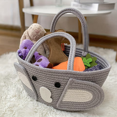 Elephant Themed Diaper Storage Basket Durable Polyester