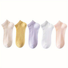 5 Pairs Argyle Mesh Socks Crew Socks Women's Stockings & Hosiery