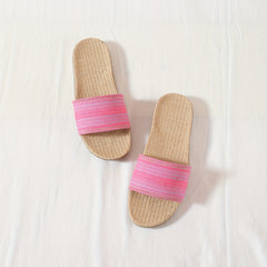 Women's Casual Linen Flat Slides Comfy Cross Strap Non Slip Shoes