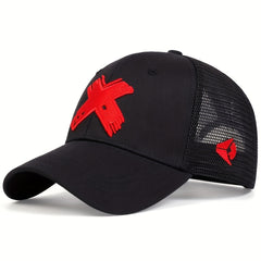 X Embroidery Unisex Trucker Hat Mesh Baseball Cap Lightweight Sunshade