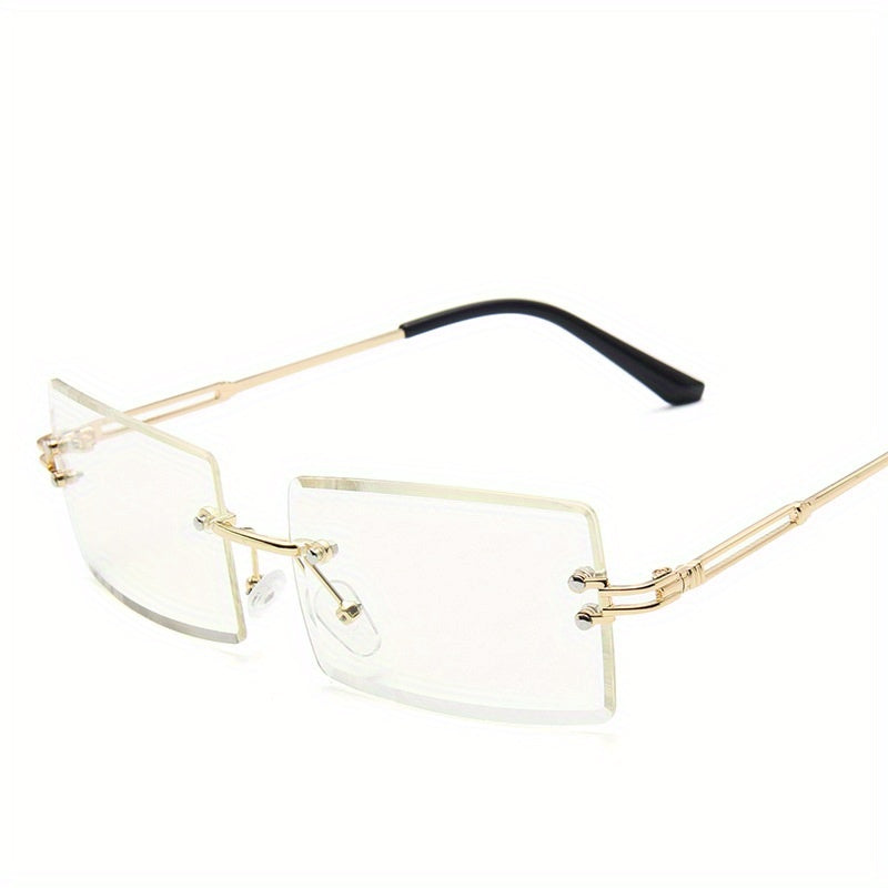 Rimless Sunglasses Gradient UV400 Sun Shades With Case
