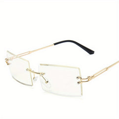 Rimless Sunglasses Gradient UV400 Sun Shades With Case
