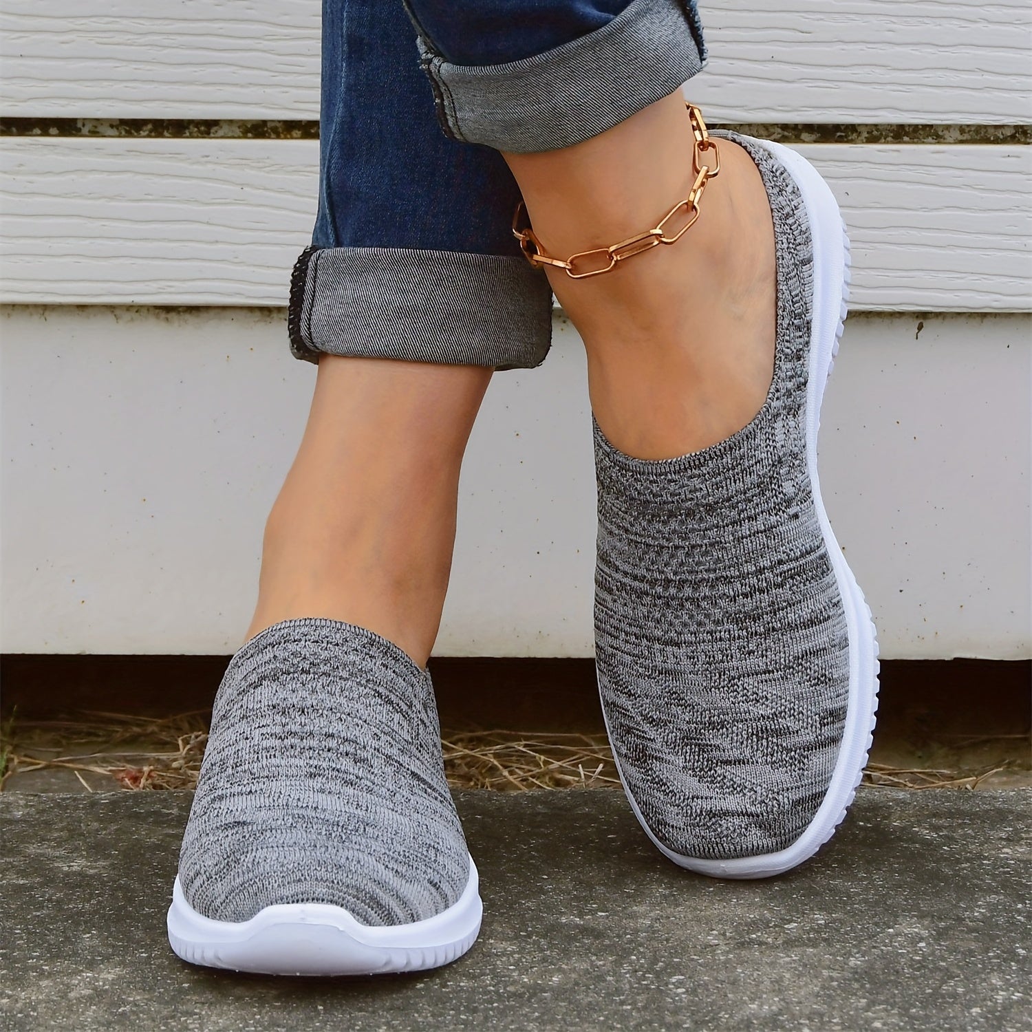 Women's Knitted Sock Shoes Breathable Low Top Slip On Shoes