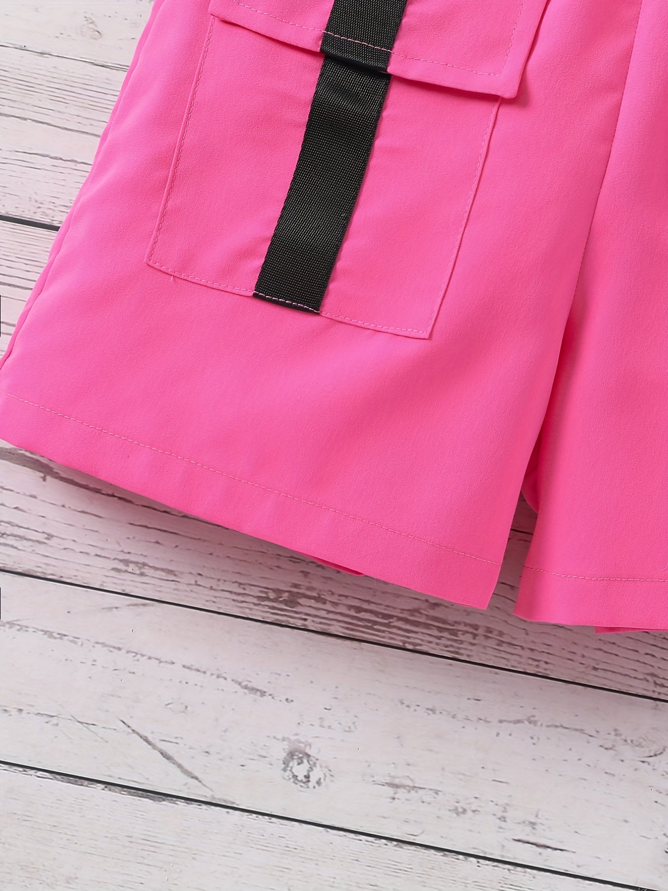 Girls' Casual Cargo Shorts With Pockets and Belt