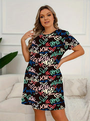 Heart & Graffiti Print Tee Nightdress