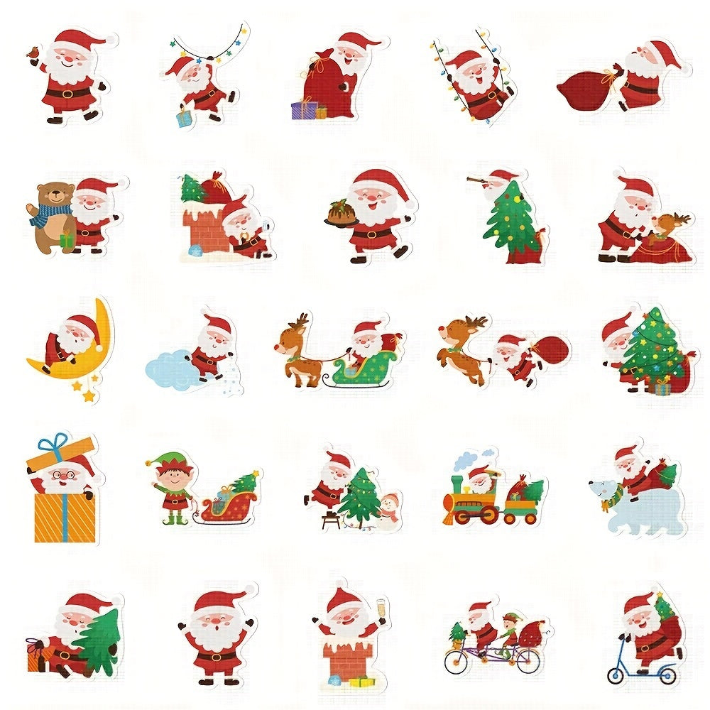 50pcs Santa Stickers Waterproof Christmas Gift for Laptop Journal Computer