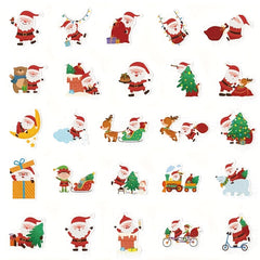 50pcs Santa Stickers Waterproof Christmas Gift for Laptop Journal Computer