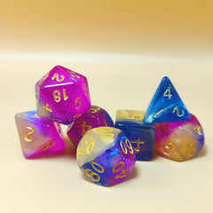 7pcs Dazzling Tri Apricot Purple Polyhedral Dice Set