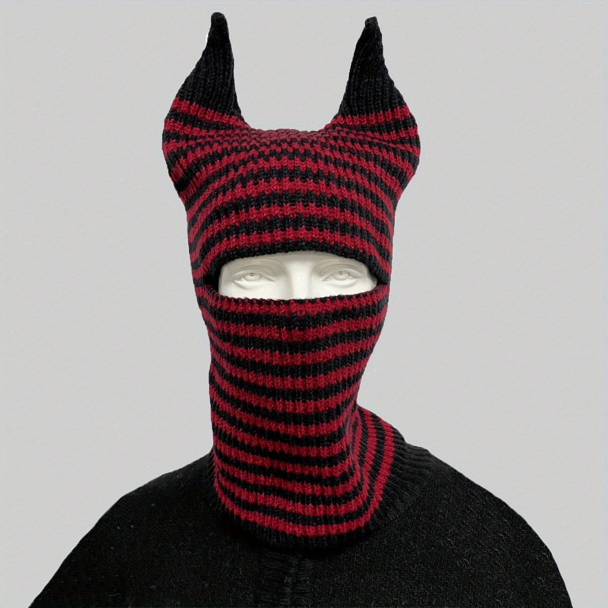 Striped Horn Novelty Balaclava Warm Ski Mask Unisex Hip Hop Beanie Knitted
