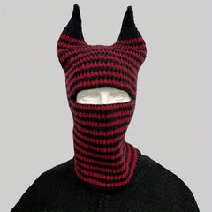 Striped Horn Novelty Balaclava Warm Ski Mask Unisex Hip Hop Beanie Knitted