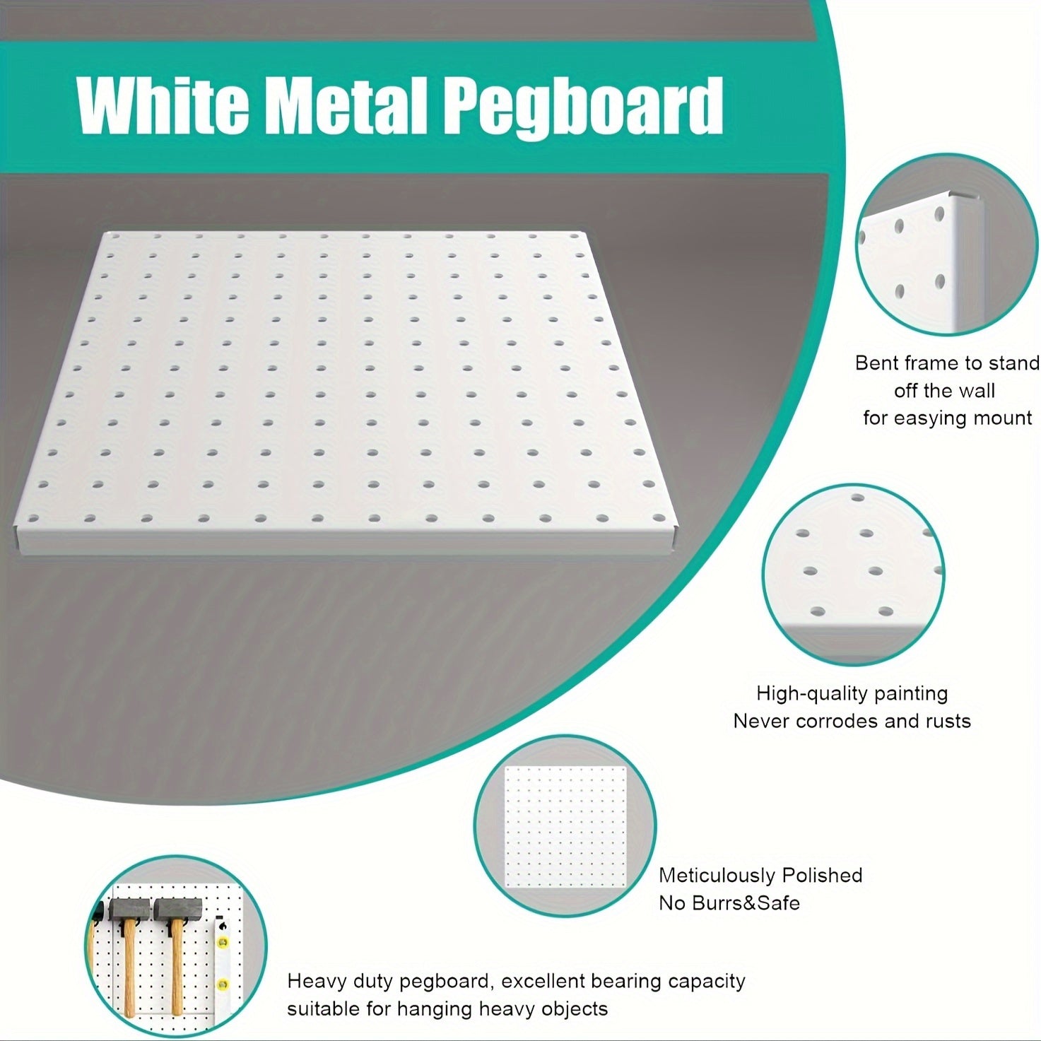 Metal Pegboard 1pc 1set 2 54cm Hole Spacing Storage Rack with Screws