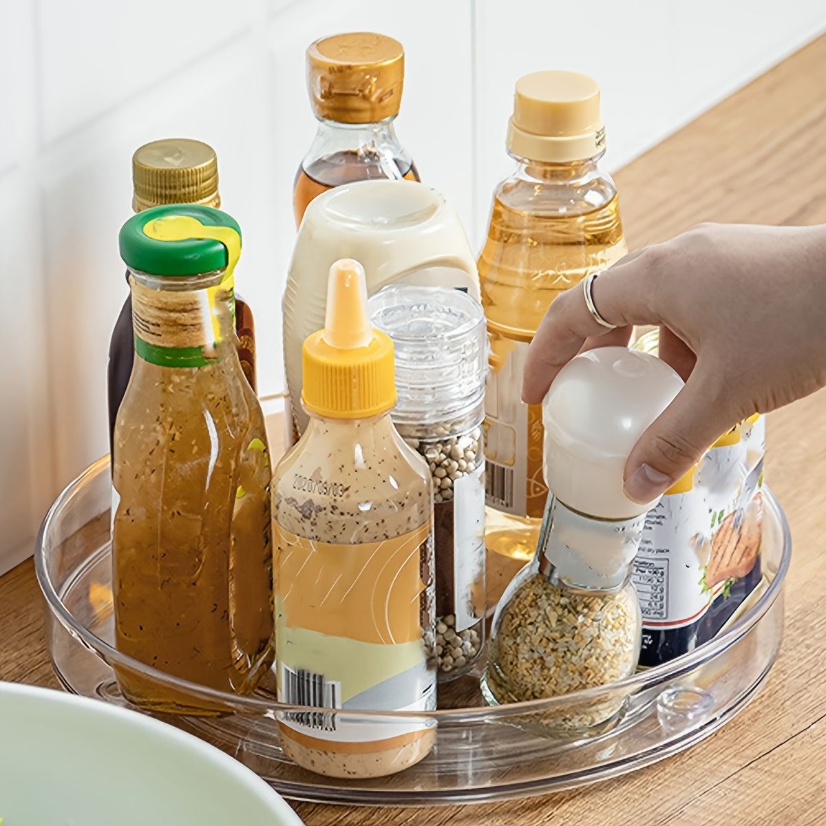 Clear Rotating Turntable Organizer Multifunctional Spice Rack