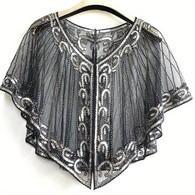 Vintage Sequin Embroidered Shawl 1920s Wraps Beaded Bridal Shawls