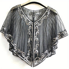 Vintage Sequin Embroidered Shawl 1920s Wraps Beaded Bridal Shawls