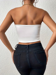 Skeleton Hand Print Crop Tube Top Women's Clothing