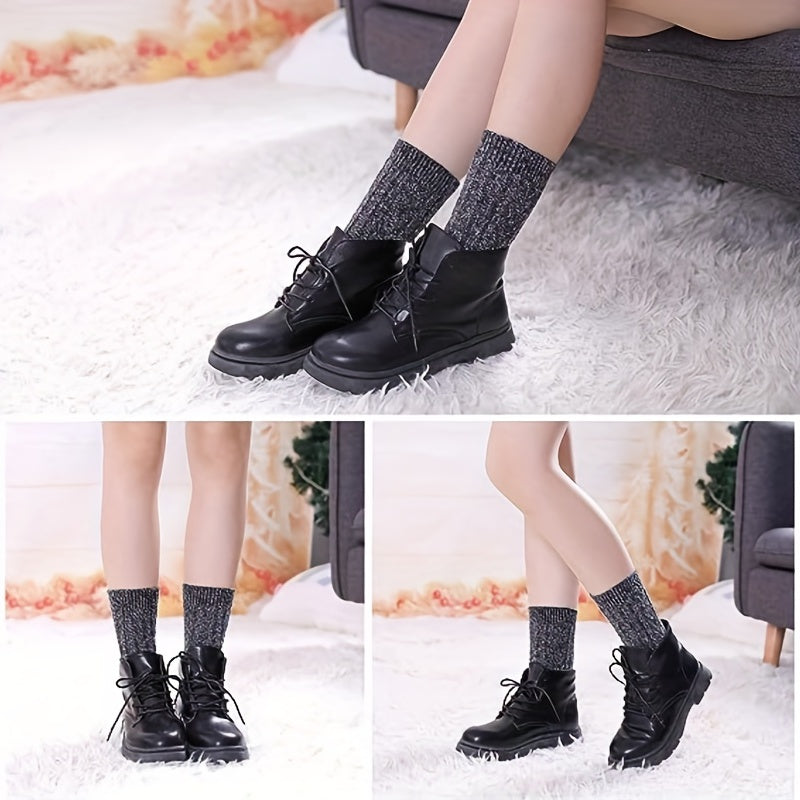 5 Pairs Soft Thickened Mid-calf Winter Socks
