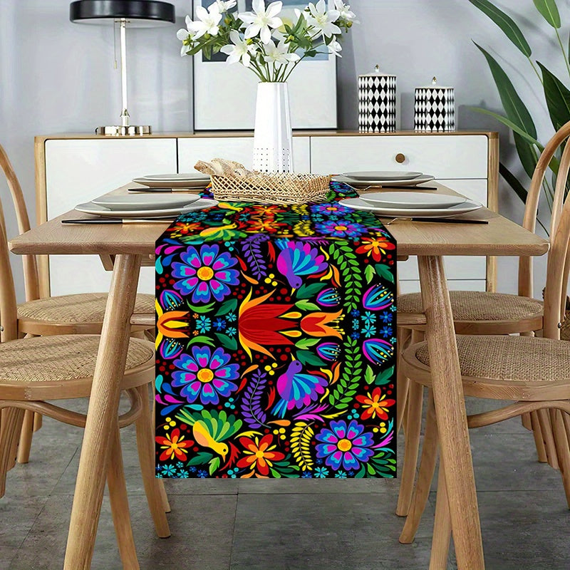 Printed Linen Polyester Table Runner 72in Hanukkah Kitchen Decor