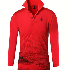 Men's Stretch Lapel Long Sleeve Polo Shirt