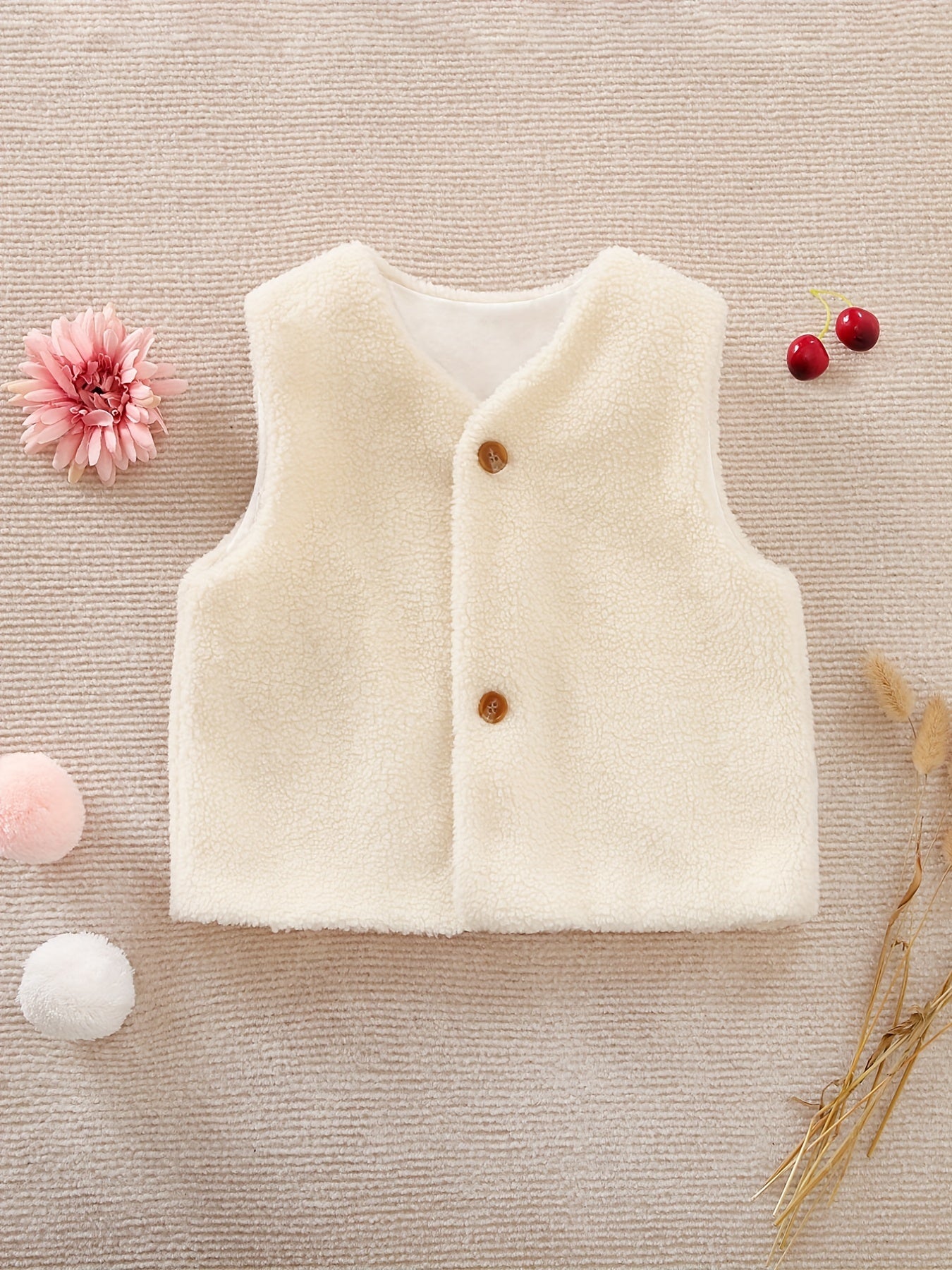 Girl's Sleeveless Cardigan Vest Baby's Botton Down