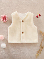 Girl's Sleeveless Cardigan Vest Baby's Botton Down
