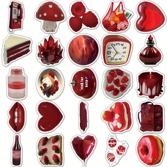 50pcs Red Retro Cartoon Phone Case Stickers Waterproof Self adhesive Stickers